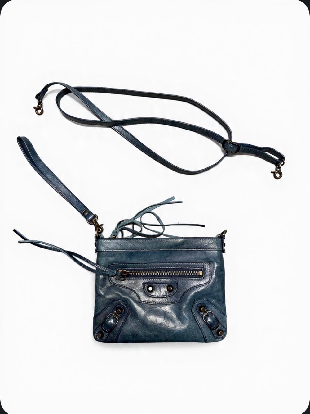 Balenciaga Blue Leather City Clip Clutch Bag - Picture 7 of 11